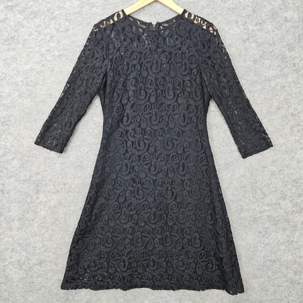Andrew Marc New York Womens Black Lace Dress Size 2 Gothic 3/4 Sleeve Whimsigoth
